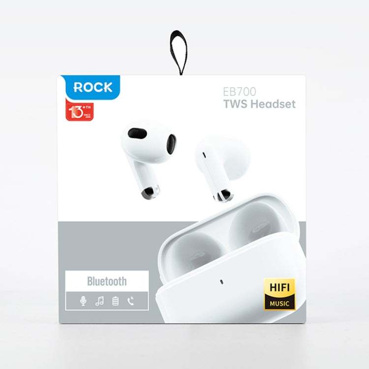 ROCK EB700 TWS Bluetooth 5.3 HIFI Music Earphones(White)