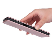 For Samsung Galaxy M14 5G Global Carbon Fiber Texture Flip Leather Phone Case(Pink)