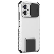 For Xiaomi Redmi Note 12 5G / Poco X5 Stereoscopic Holder Sliding Camshield Phone Case(White)