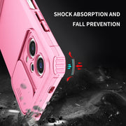 For Xiaomi Redmi Note 12 5G / Poco X5 Stereoscopic Holder Sliding Camshield Phone Case(Pink)