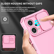 For Xiaomi Redmi Note 12 5G / Poco X5 Stereoscopic Holder Sliding Camshield Phone Case(Pink)