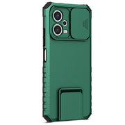 For Xiaomi Redmi Note 12 5G / Poco X5 Stereoscopic Holder Sliding Camshield Phone Case(Green)