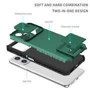 For Xiaomi Redmi Note 12 5G / Poco X5 Stereoscopic Holder Sliding Camshield Phone Case(Green)