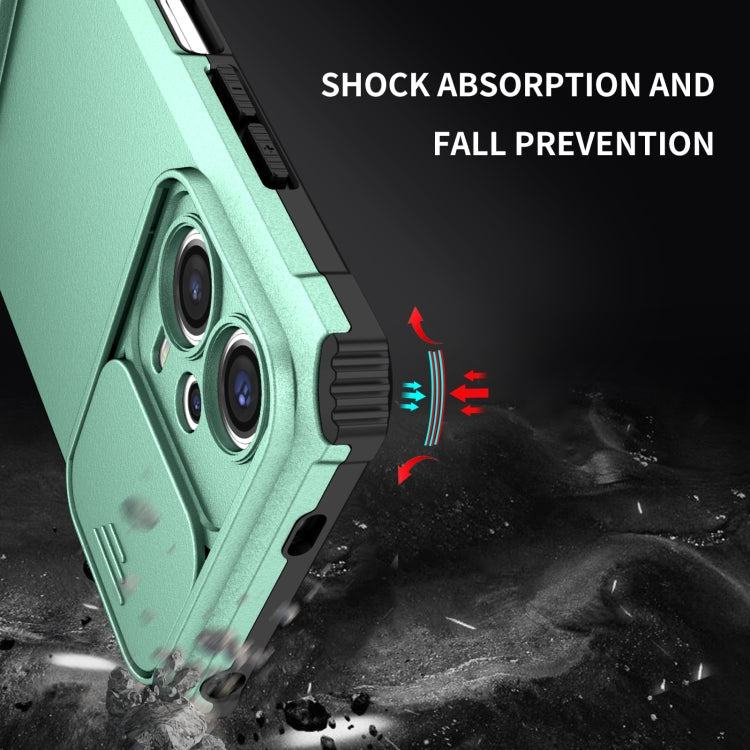 For Xiaomi Redmi Note 12 5G / Poco X5 Stereoscopic Holder Sliding Camshield Phone Case(Light Blue)