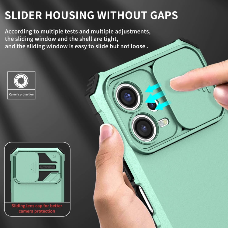 For Xiaomi Redmi Note 12 5G / Poco X5 Stereoscopic Holder Sliding Camshield Phone Case(Light Blue)