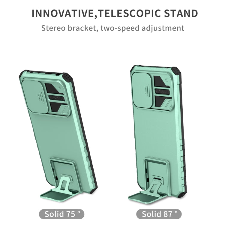 For Xiaomi Redmi Note 12 Pro 5G / Poco X5 Pro Stereoscopic Holder Sliding Camshield Phone Case(Light Blue)