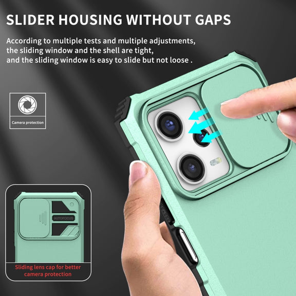 For Xiaomi Redmi Note 12 Pro 5G / Poco X5 Pro Stereoscopic Holder Sliding Camshield Phone Case(Light Blue)