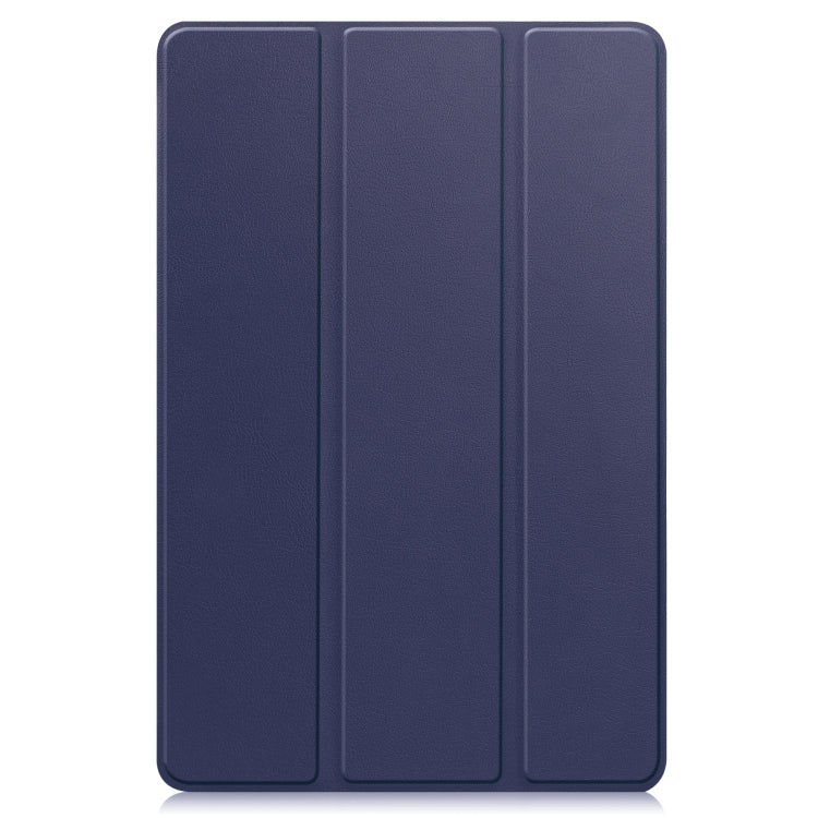 For Teclast M40 Plus Custer Pure Color 3-Fold Holder Leather Tablet Case(Dark Blue)