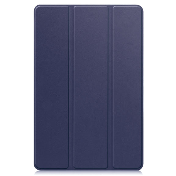For Teclast M40 Plus Custer Pure Color 3-Fold Holder Leather Tablet Case(Dark Blue)