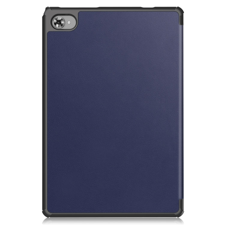 For Teclast M40 Plus Custer Pure Color 3-Fold Holder Leather Tablet Case(Dark Blue)