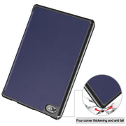 For Teclast M40 Plus Custer Pure Color 3-Fold Holder Leather Tablet Case(Dark Blue)
