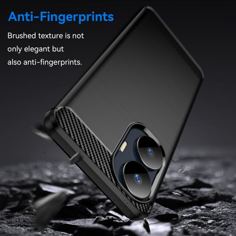 For Realme C55 Brushed Texture Carbon Fiber TPU Phone Case(Black)