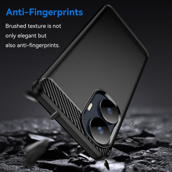 For Realme C55 Brushed Texture Carbon Fiber TPU Phone Case(Black)