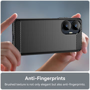 For Realme C55 Brushed Texture Carbon Fiber TPU Phone Case(Black)