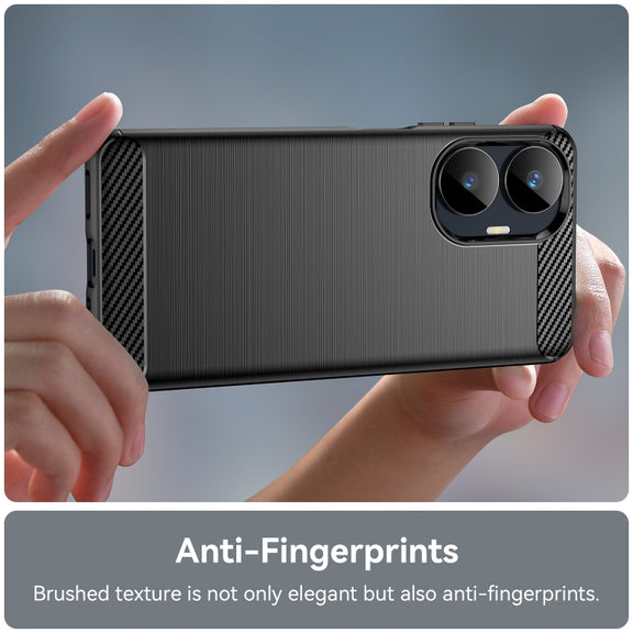 For Realme C55 Brushed Texture Carbon Fiber TPU Phone Case(Black)