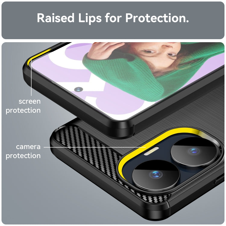 For Realme C55 Brushed Texture Carbon Fiber TPU Phone Case(Black)