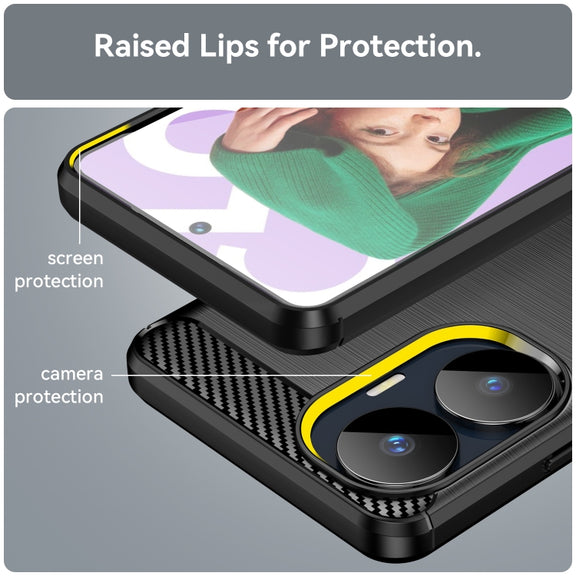 For Realme C55 Brushed Texture Carbon Fiber TPU Phone Case(Black)