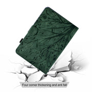 For Amazon Fire HD 10 Plus / HD 10 2021 Fortune Tree Pressure Flower PU Tablet Case with Wake-up / Sleep Function(Green)