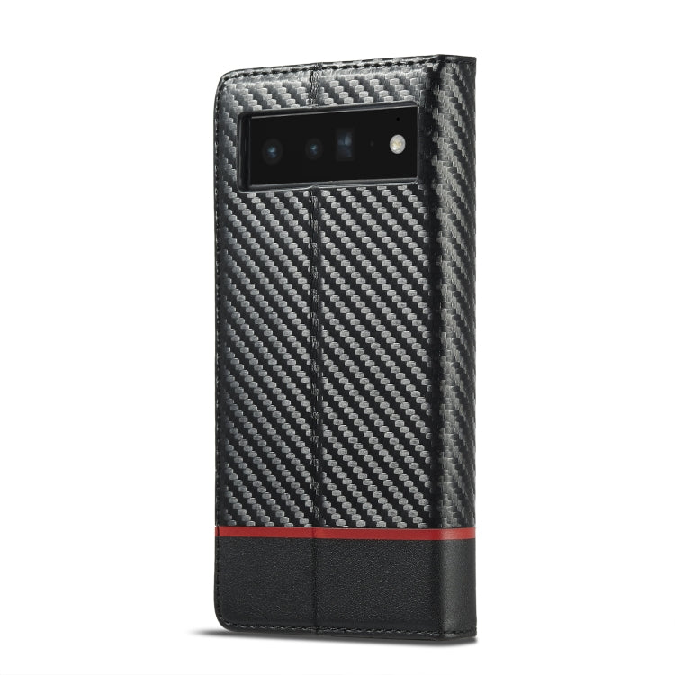 For Google Pixel 7a LC.IMEEKE Carbon Fiber Leather Phone Case(Horizontal Black)