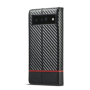 For Google Pixel 7a LC.IMEEKE Carbon Fiber Leather Phone Case(Horizontal Black)