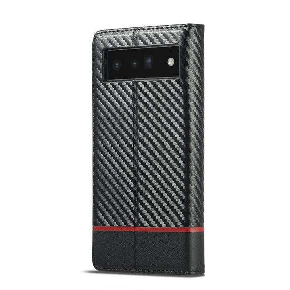 For Google Pixel 7a LC.IMEEKE Carbon Fiber Leather Phone Case(Horizontal Black)