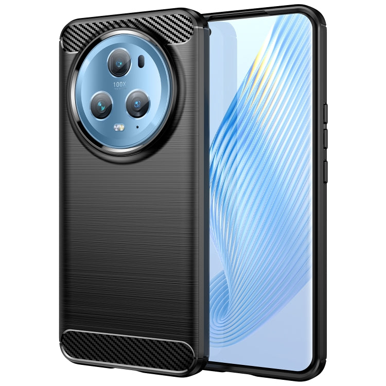 For Honor Magic5 Pro Brushed Texture Carbon Fiber TPU Phone Case(Black)
