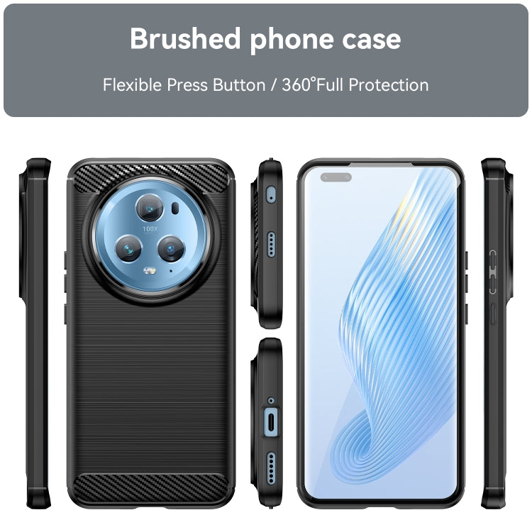 For Honor Magic5 Pro Brushed Texture Carbon Fiber TPU Phone Case(Black)