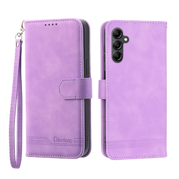 For Samsung Galaxy M14 5G Global Dierfeng Dream Line TPU + PU Leather Phone Case(Purple)