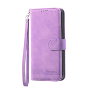 For Samsung Galaxy M14 5G Global Dierfeng Dream Line TPU + PU Leather Phone Case(Purple)