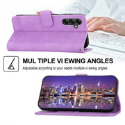 For Samsung Galaxy M14 5G Global Dierfeng Dream Line TPU + PU Leather Phone Case(Purple)