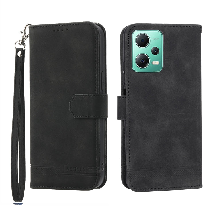 For Xiaomi Redmi Note 12 4G Global Dierfeng Dream Line TPU + PU Leather Phone Case(Black)