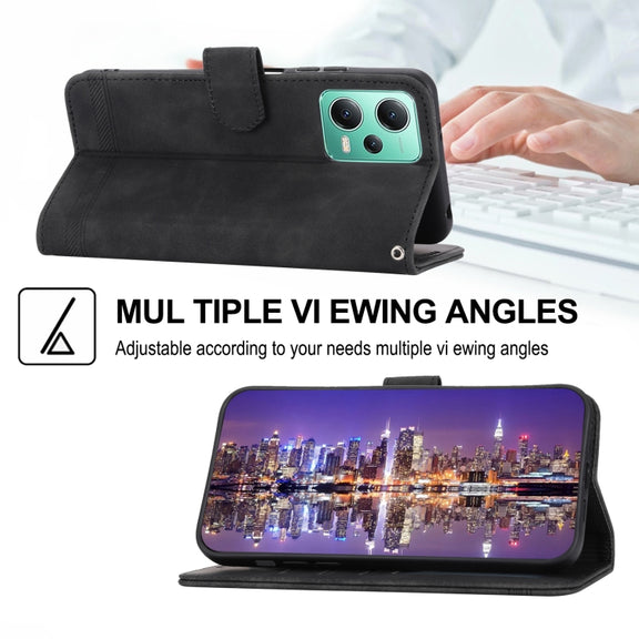 For Xiaomi Redmi Note 12 4G Global Dierfeng Dream Line TPU + PU Leather Phone Case(Black)