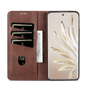 For Honor 90 AZNS Magnetic Calf Texture Flip Leather Phone Case(Dark Brown)