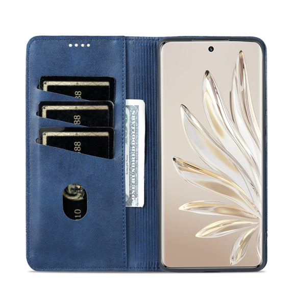 For Honor 90 Pro AZNS Magnetic Calf Texture Flip Leather Phone Case(Dark Blue)