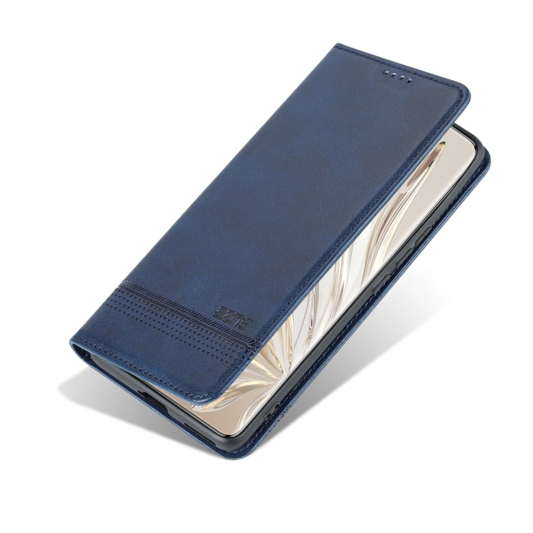 For Honor 90 Pro AZNS Magnetic Calf Texture Flip Leather Phone Case(Dark Blue)