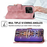 For Xiaomi Redmi 12C/11A Skin-feel Flowers Embossed Wallet Leather Phone Case(Pink)