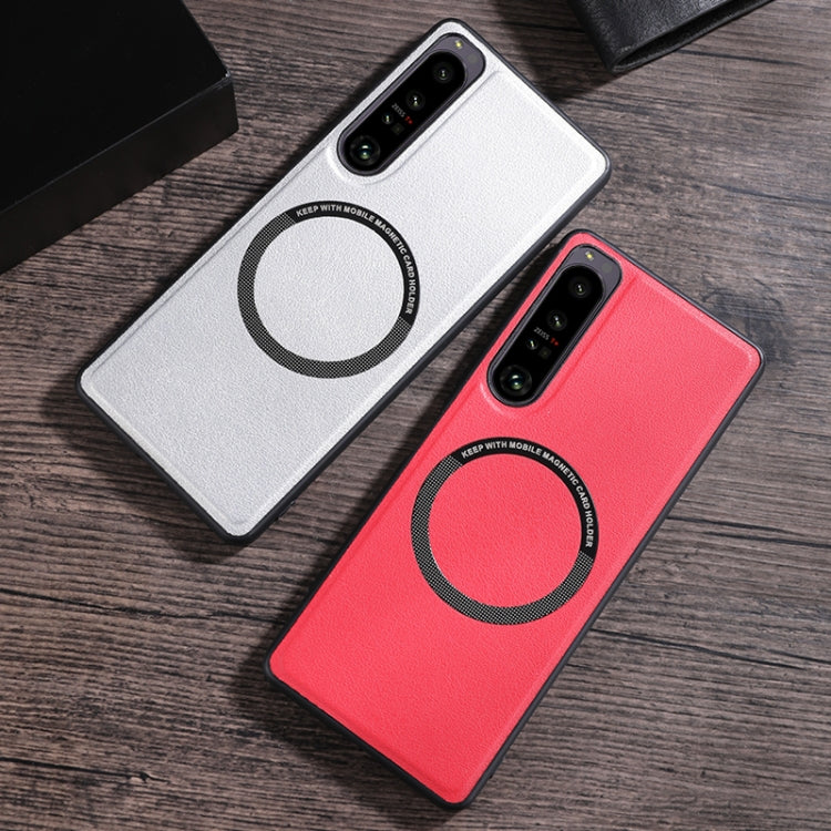 For Sony Xperia 1 IV Cloth Texture PU MagSafe Magnetic Phone Case(White)
