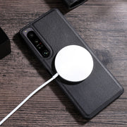 For Sony Xperia 1 IV Cloth Texture PU MagSafe Magnetic Phone Case(White)