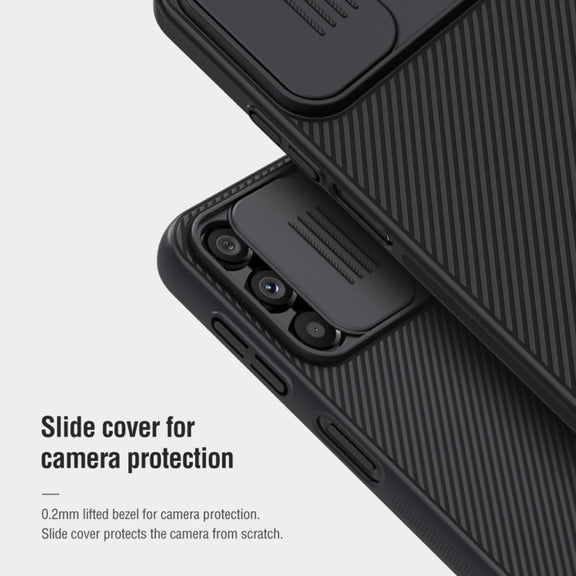 For Samsung Galaxy A14 4G NILLKIN Black Mirror Series Camshield PC Phone Case(Blue)