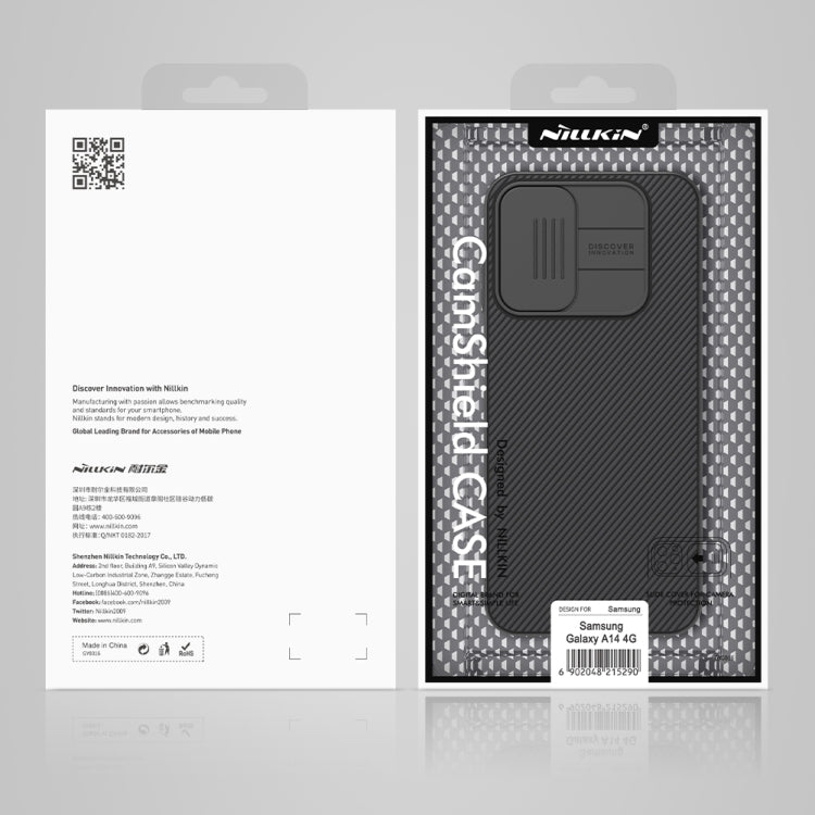 For Samsung Galaxy A14 4G NILLKIN Black Mirror Series Camshield PC Phone Case(Black)