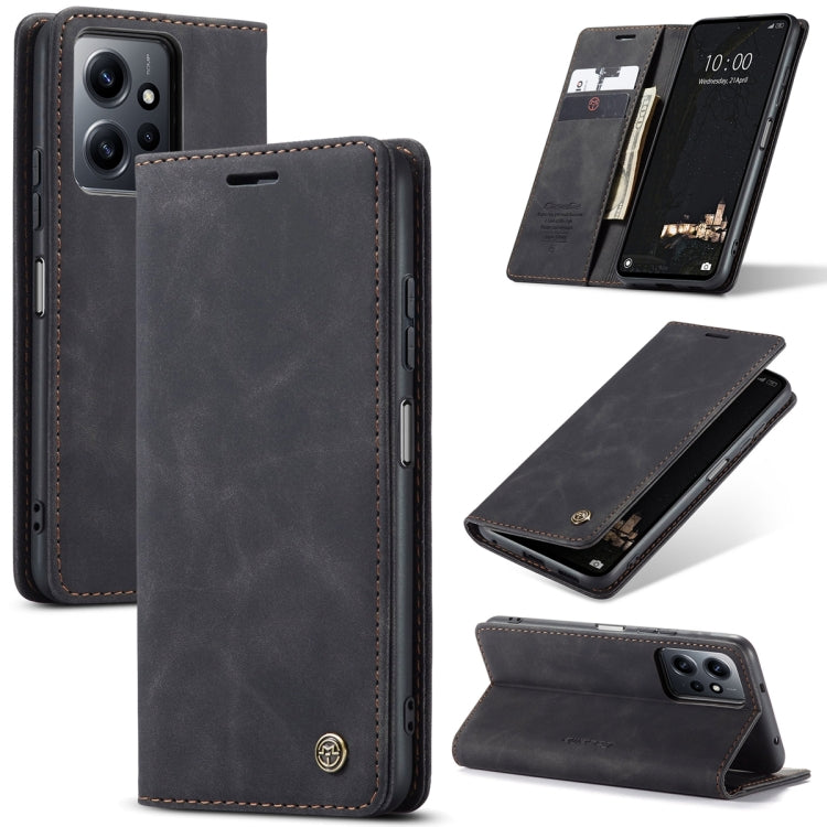 For Xiaomi Redmi Note 12 4G Global CaseMe 013 Multifunctional Horizontal Flip Leather Phone Case(Black)