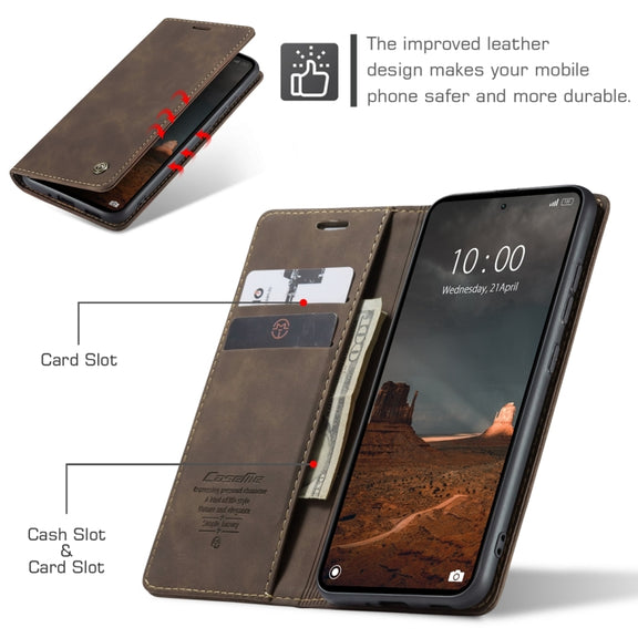 For Xiaomi Redmi 11A / 12C CaseMe 013 Multifunctional Horizontal Flip Leather Phone Case(Coffee)