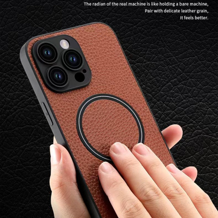 For iPhone 11 Pro Skin Feel Litchi Texture MagSafe Magnetic Phone Case(Blue)