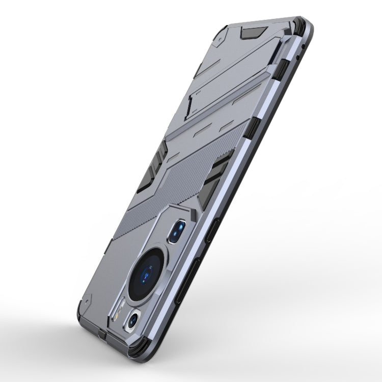 For Huawei P60 Punk Armor 2 in 1 PC + TPU Shockproof Phone Case with Invisible Holder(Grey)