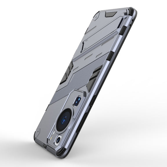 For Huawei P60 Punk Armor 2 in 1 PC + TPU Shockproof Phone Case with Invisible Holder(Grey)
