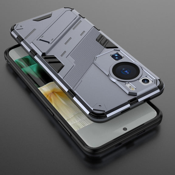 For Huawei P60 Punk Armor 2 in 1 PC + TPU Shockproof Phone Case with Invisible Holder(Grey)