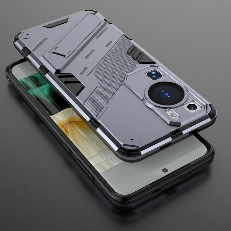For Huawei P60 Punk Armor 2 in 1 PC + TPU Shockproof Phone Case with Invisible Holder(Grey)