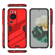 For Huawei P60 Punk Armor 2 in 1 PC + TPU Shockproof Phone Case with Invisible Holder(Red)