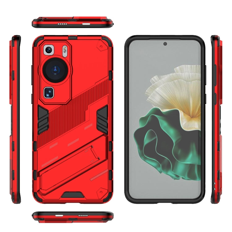 For Huawei P60 Punk Armor 2 in 1 PC + TPU Shockproof Phone Case with Invisible Holder(Red)