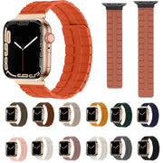Square Two-section Leather Magnetic Watch Band For Apple Watch Series 8&7 41mm / SE 2&6&SE&5&4 40mm / 3&2&1 38mm(Saddle Brown)